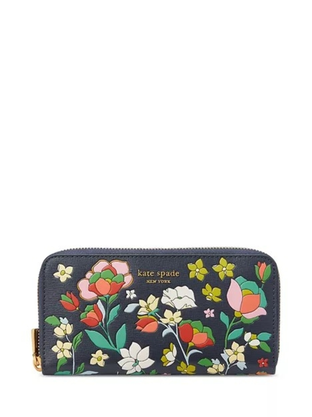 Kate Spade Morgan Floral Saffiano Leather Wallet Navy New